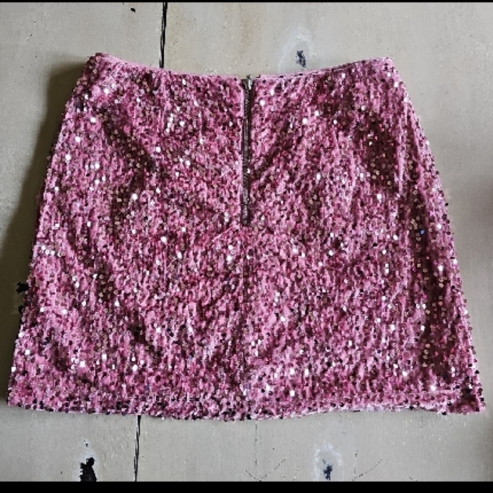 Pink sequin mini skirt medium